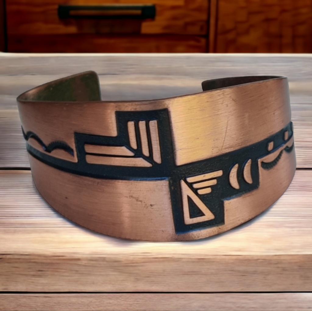 Vintage Copper Bells Trading Post Cuff Bracelet